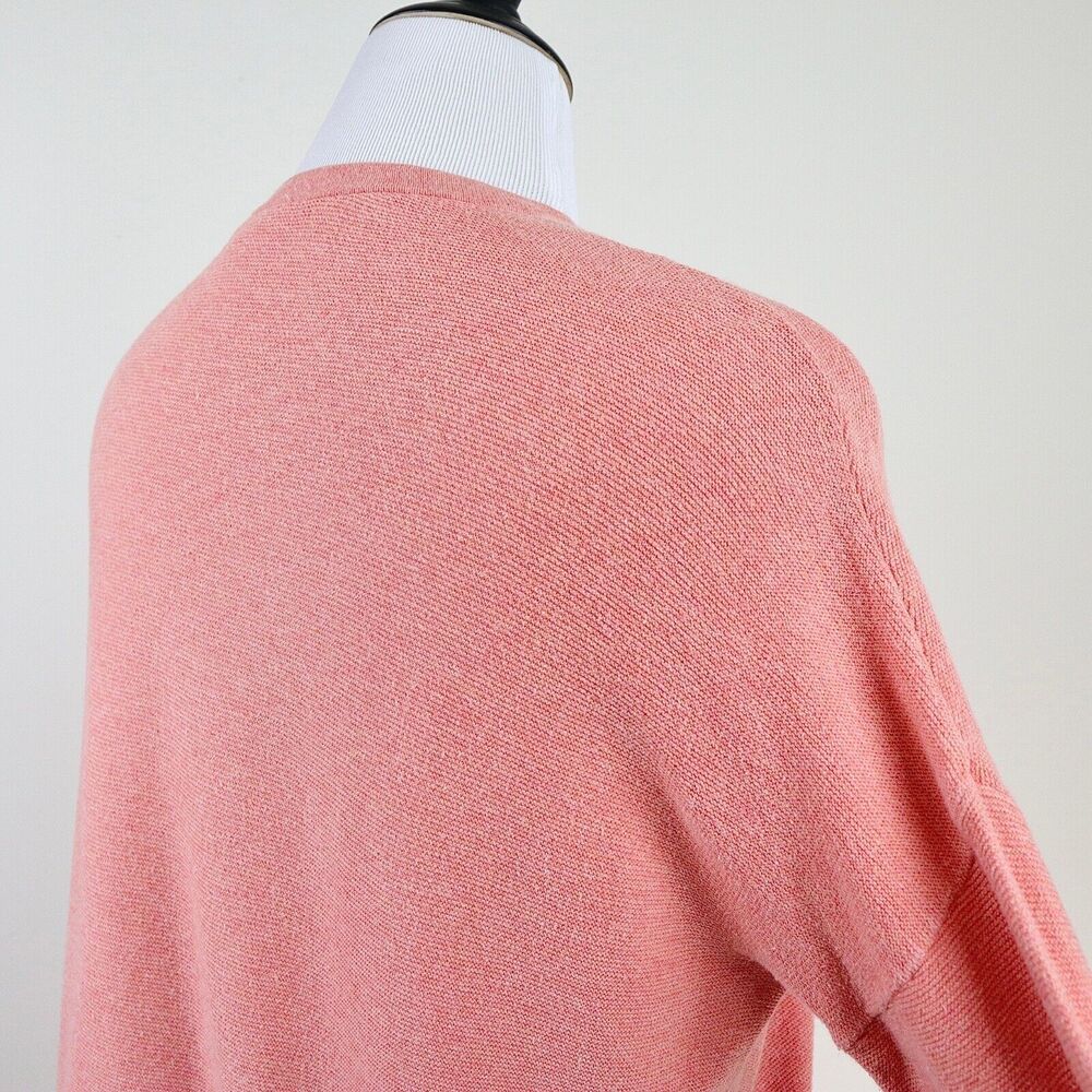 J Jill Size M Cotton Fine Knit Sweater Drop Shoulder Peach Pink - Picture 5 of 9